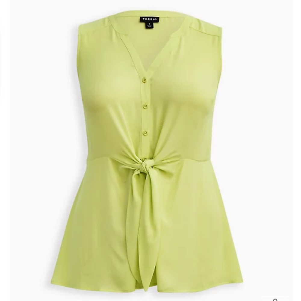 Torrid Neon Lime Georgette Peplum Blouse